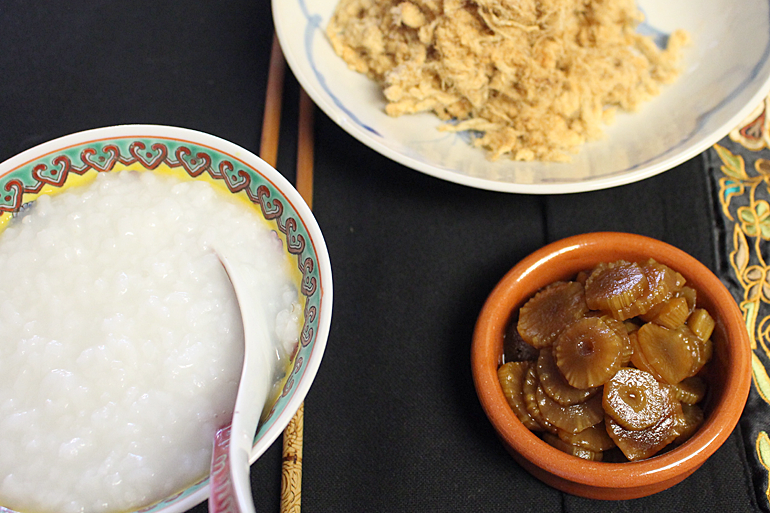 Porridge with Pickled Celtuce and Pork Floss